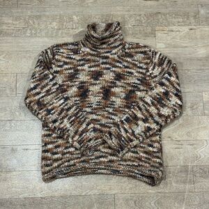 Columbia Multicolor Knit Sweater Turtleneck Wool Blend Size Large